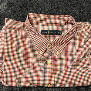 Ralph Lauren Men's Red and Blue Plaid Shirt